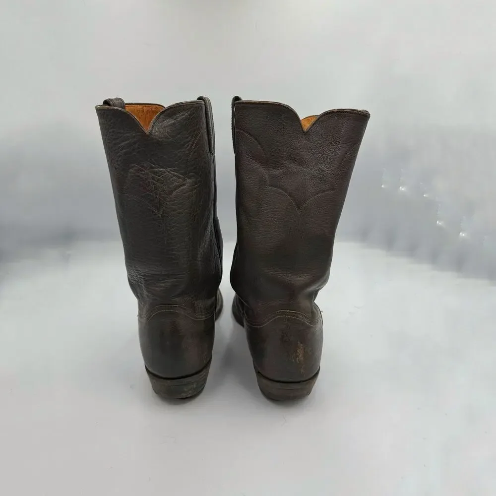 Justin USA Mens Brown Leather Vintage Western Cowboy Boots Sz 11.5D